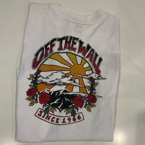 Vans white long sleeve “OFF THE WALL” shirt.